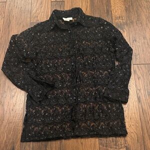 Cache Black Lace Top